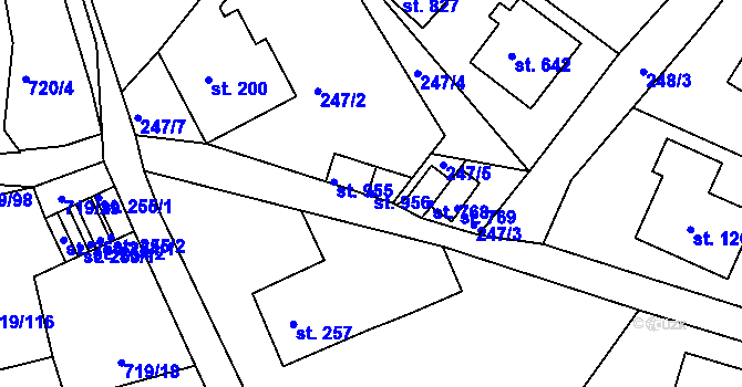 Parcela st. 956 v KÚ Bohosudov, Katastrální mapa