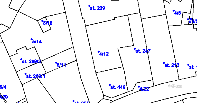 Parcela st. 4/12 v KÚ Bohosudov, Katastrální mapa