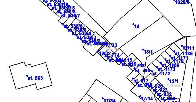 Parcela st. 17/32 v KÚ Bohosudov, Katastrální mapa