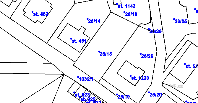Parcela st. 26/15 v KÚ Bohosudov, Katastrální mapa