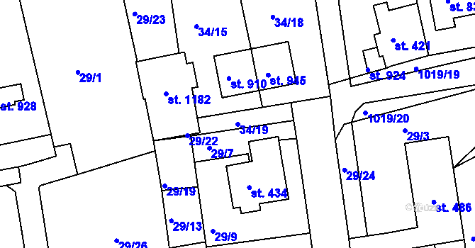 Parcela st. 34/19 v KÚ Bohosudov, Katastrální mapa