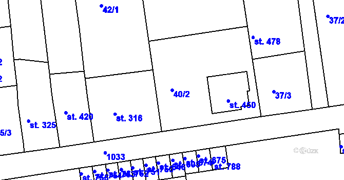 Parcela st. 40/2 v KÚ Bohosudov, Katastrální mapa