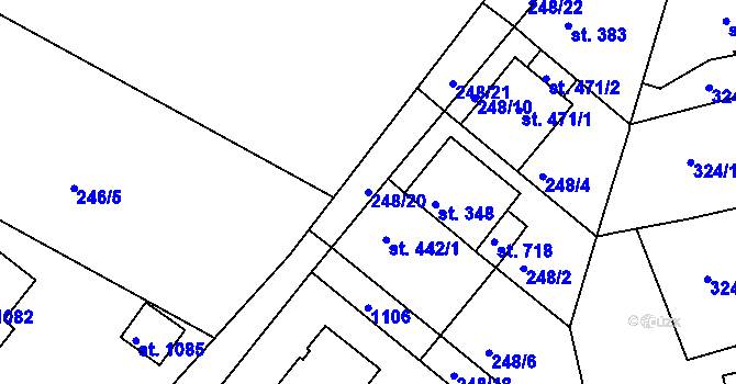 Parcela st. 248/20 v KÚ Bohosudov, Katastrální mapa
