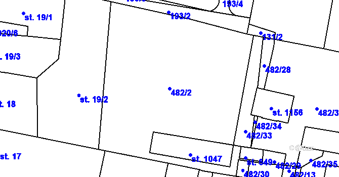 Parcela st. 482/2 v KÚ Bohosudov, Katastrální mapa
