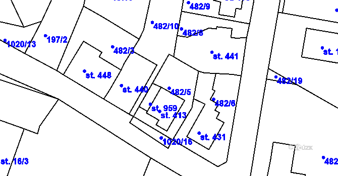 Parcela st. 482/5 v KÚ Bohosudov, Katastrální mapa