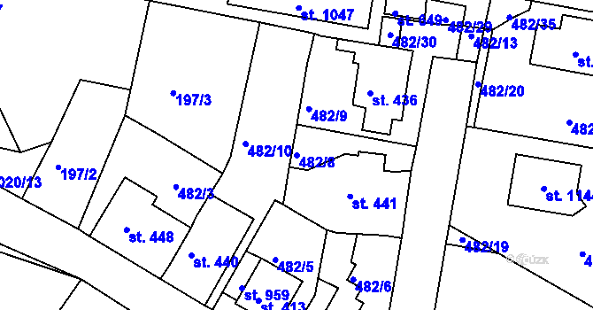 Parcela st. 482/8 v KÚ Bohosudov, Katastrální mapa