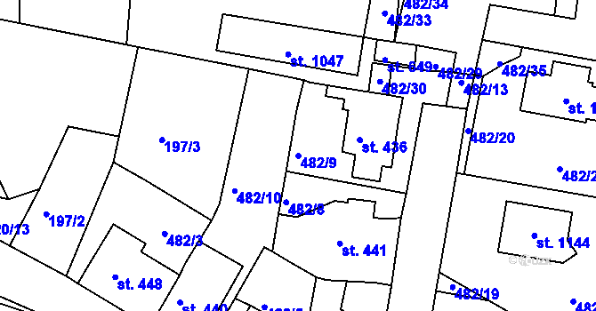 Parcela st. 482/9 v KÚ Bohosudov, Katastrální mapa