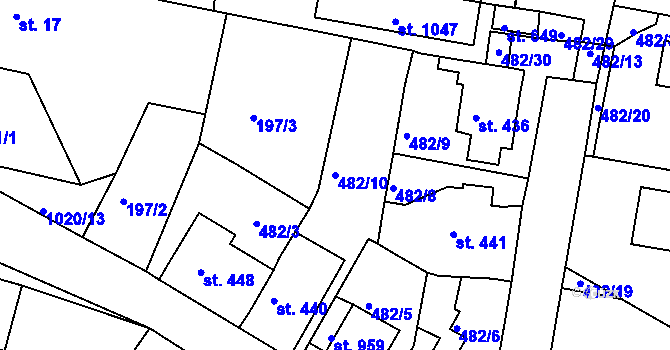 Parcela st. 482/10 v KÚ Bohosudov, Katastrální mapa