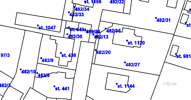 Parcela st. 482/20 v KÚ Bohosudov, Katastrální mapa