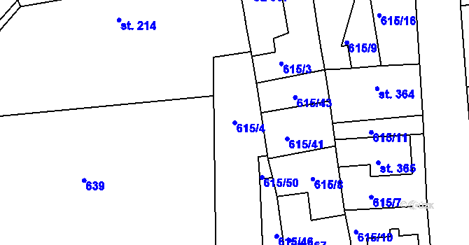 Parcela st. 615/4 v KÚ Bohosudov, Katastrální mapa