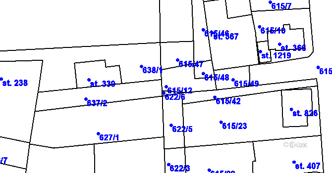 Parcela st. 615/12 v KÚ Bohosudov, Katastrální mapa