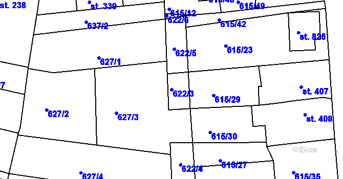 Parcela st. 622/3 v KÚ Bohosudov, Katastrální mapa