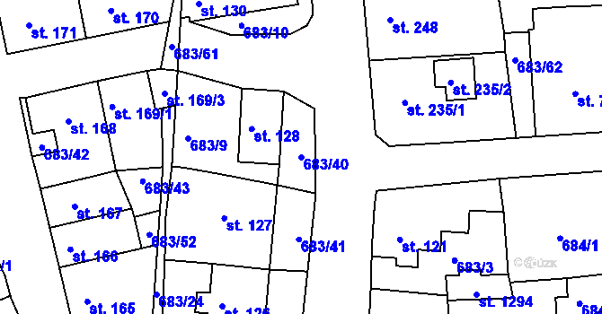 Parcela st. 683/40 v KÚ Bohosudov, Katastrální mapa