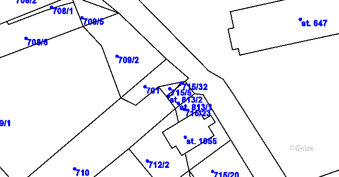 Parcela st. 715/5 v KÚ Bohosudov, Katastrální mapa