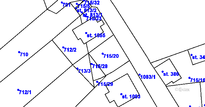 Parcela st. 715/20 v KÚ Bohosudov, Katastrální mapa