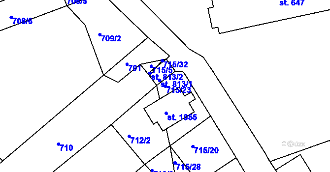 Parcela st. 715/23 v KÚ Bohosudov, Katastrální mapa