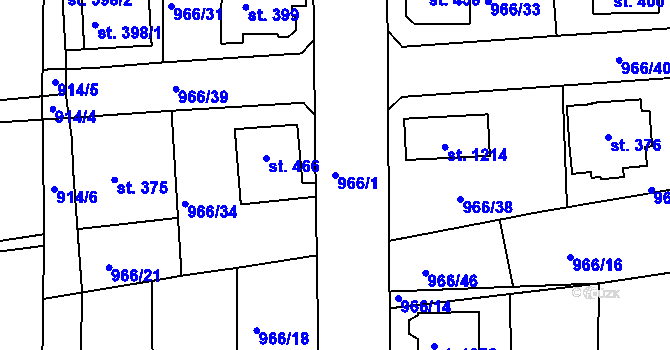 Parcela st. 966/1 v KÚ Bohosudov, Katastrální mapa