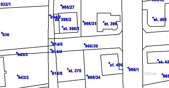 Parcela st. 966/39 v KÚ Bohosudov, Katastrální mapa