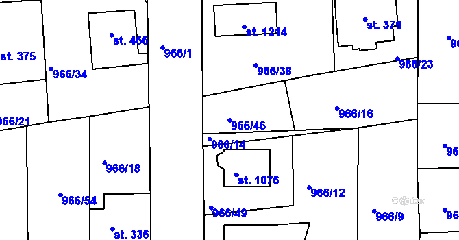 Parcela st. 966/46 v KÚ Bohosudov, Katastrální mapa