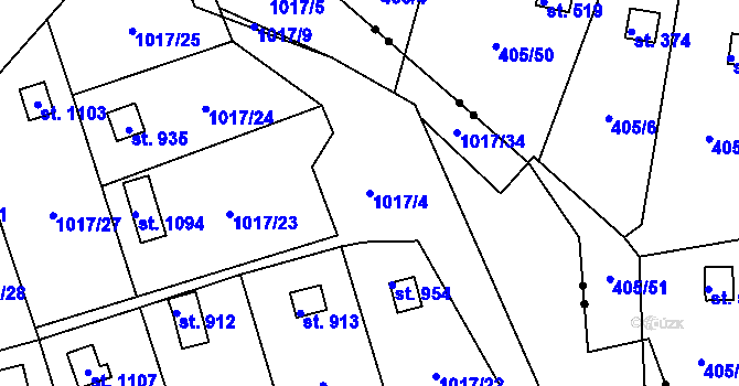 Parcela st. 1017/4 v KÚ Bohosudov, Katastrální mapa