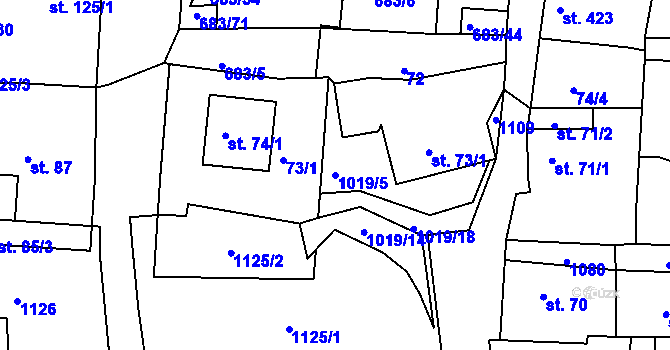 Parcela st. 1019/5 v KÚ Bohosudov, Katastrální mapa