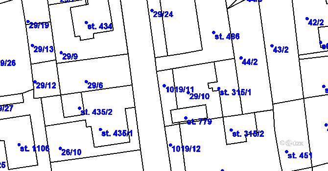 Parcela st. 1019/11 v KÚ Bohosudov, Katastrální mapa