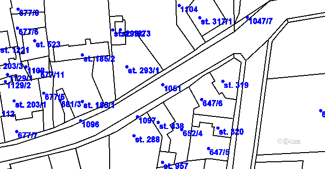 Parcela st. 1051 v KÚ Bohosudov, Katastrální mapa
