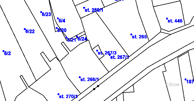 Parcela st. 267/3 v KÚ Bohosudov, Katastrální mapa
