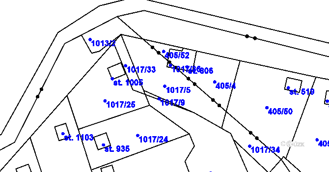 Parcela st. 1017/5 v KÚ Bohosudov, Katastrální mapa