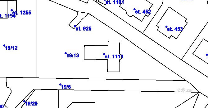 Parcela st. 1111 v KÚ Bohosudov, Katastrální mapa