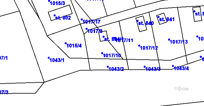 Parcela st. 1017/10 v KÚ Bohosudov, Katastrální mapa