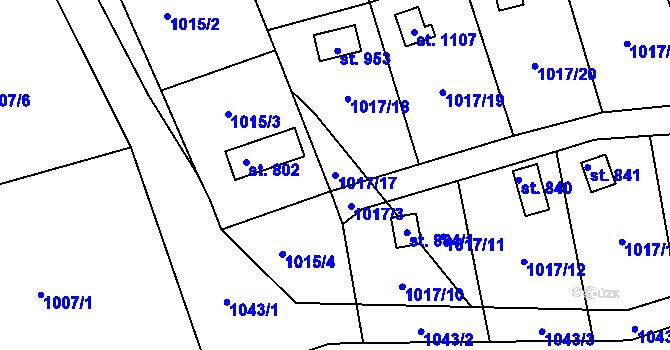 Parcela st. 1017/17 v KÚ Bohosudov, Katastrální mapa