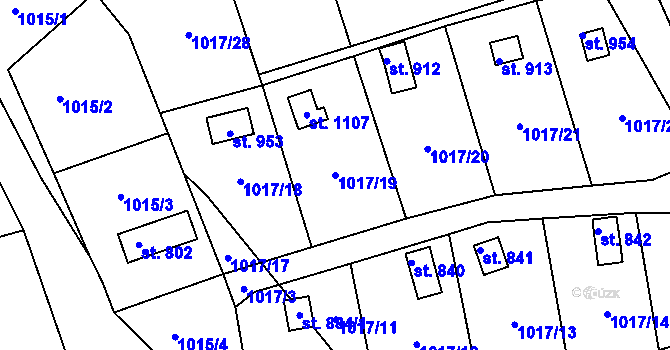 Parcela st. 1017/19 v KÚ Bohosudov, Katastrální mapa
