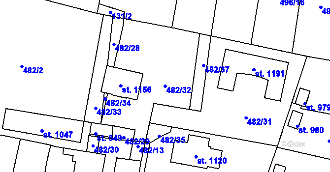 Parcela st. 482/32 v KÚ Bohosudov, Katastrální mapa