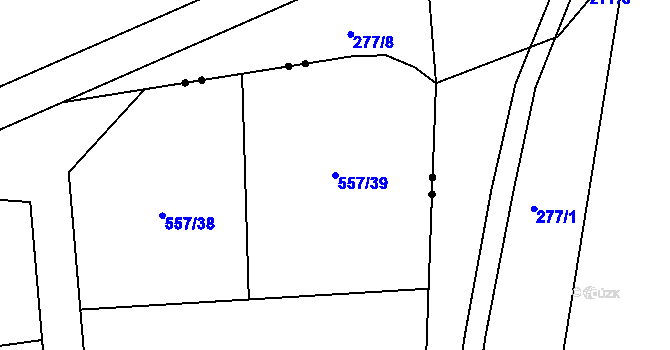 Parcela st. 557/39 v KÚ Bohosudov, Katastrální mapa