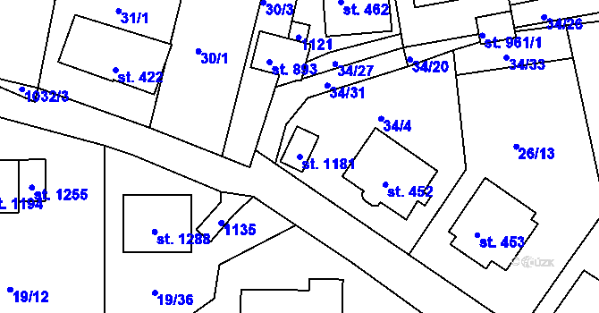 Parcela st. 1181 v KÚ Bohosudov, Katastrální mapa