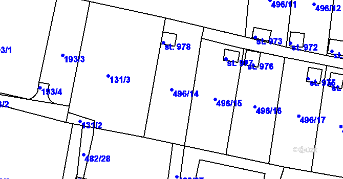 Parcela st. 496/14 v KÚ Bohosudov, Katastrální mapa