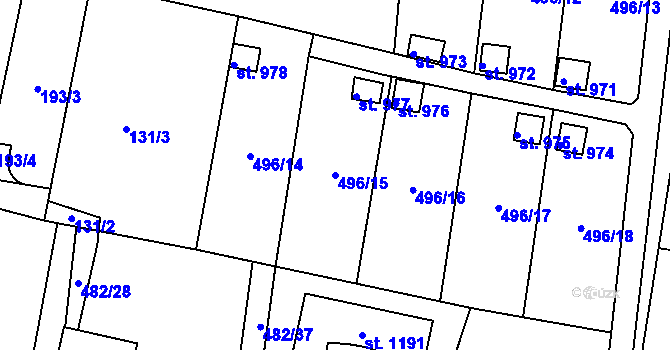 Parcela st. 496/15 v KÚ Bohosudov, Katastrální mapa