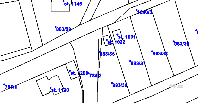 Parcela st. 983/35 v KÚ Bohosudov, Katastrální mapa