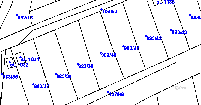 Parcela st. 983/40 v KÚ Bohosudov, Katastrální mapa