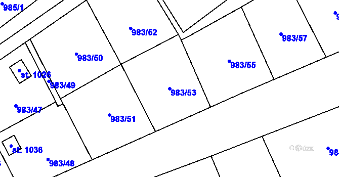 Parcela st. 983/53 v KÚ Bohosudov, Katastrální mapa