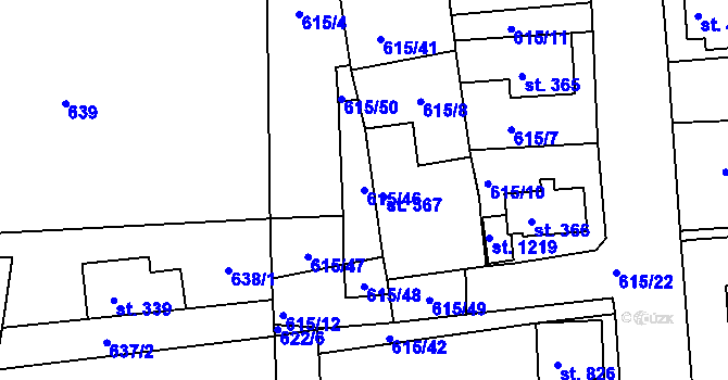 Parcela st. 615/46 v KÚ Bohosudov, Katastrální mapa