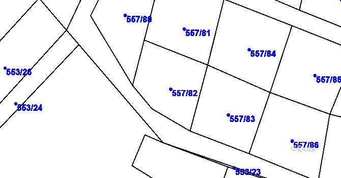 Parcela st. 557/82 v KÚ Bohosudov, Katastrální mapa