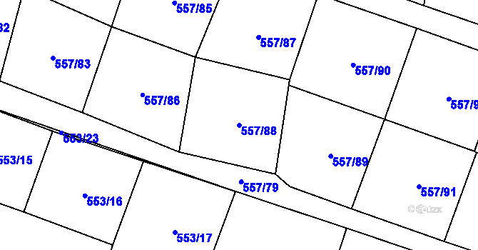 Parcela st. 557/88 v KÚ Bohosudov, Katastrální mapa