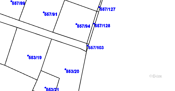 Parcela st. 557/103 v KÚ Bohosudov, Katastrální mapa