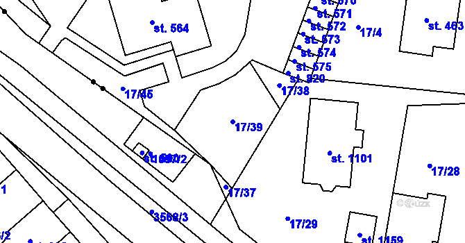 Parcela st. 17/39 v KÚ Bohosudov, Katastrální mapa