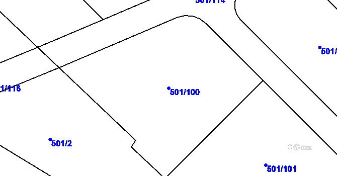 Parcela st. 501/100 v KÚ Bohosudov, Katastrální mapa