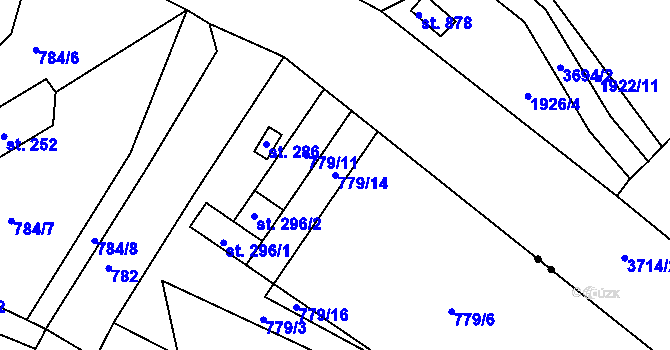 Parcela st. 779/14 v KÚ Nové Modlany, Katastrální mapa