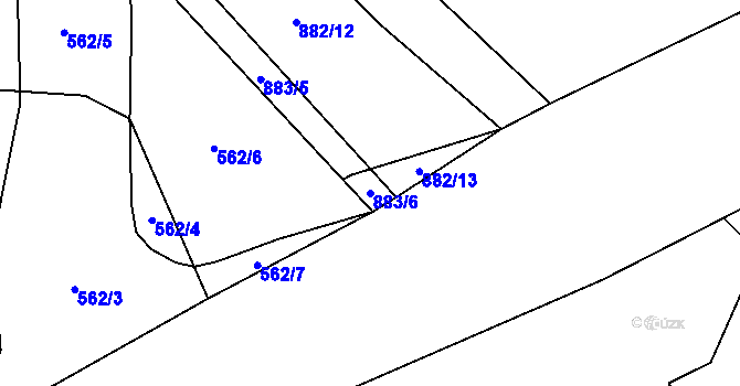 Parcela st. 883/6 v KÚ Nové Modlany, Katastrální mapa