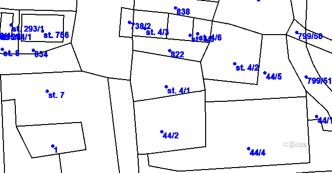 Parcela st. 4/1 v KÚ Maršov u Krupky, Katastrální mapa